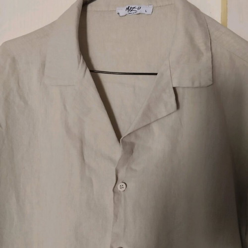 Miz-U linen short sleeve shirt size L beige like new