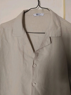 Miz-U linen short sleeve shirt size L beige like new