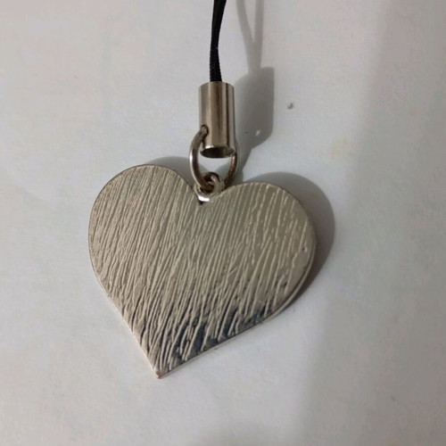 Mobile phone keychain heart-shaped, metal, red