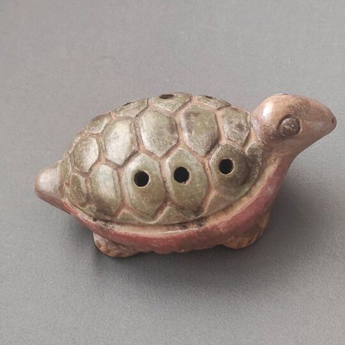 Ceramic turtle ocarina used, vintage
