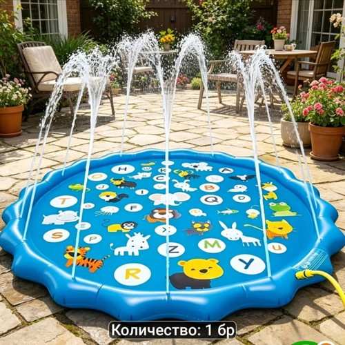 Inflatable Splash Mat with Letters and Animal Patterns, New