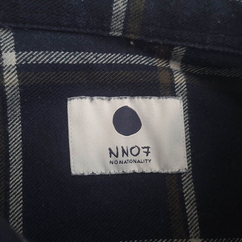 No Nationality men's flannel shirt size L used, blue, checked, thick