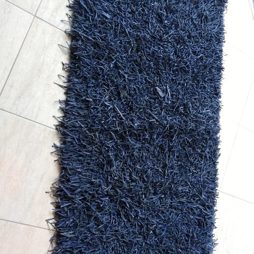 Leather rug handmade blue 0.80x1.50 Indian