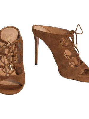 Aquazzura suede mules with laces, size EU 40.5, like new