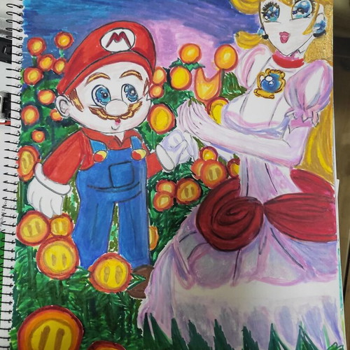 Watercolor painting hand-drawn with marker new