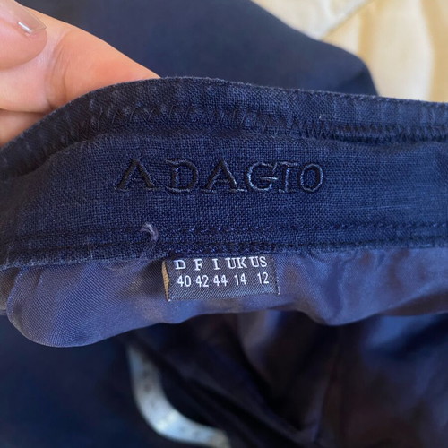 Adagio vintage navy blue linen midi skirt size large like new