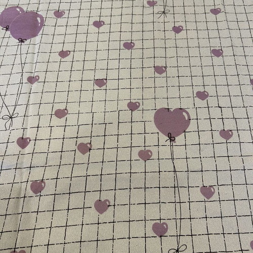 Tablecloth 140x140 cm like new with purple heart balloons design