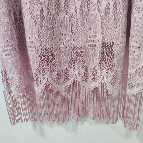 Evening dress used with pink lace and fringes, size 46