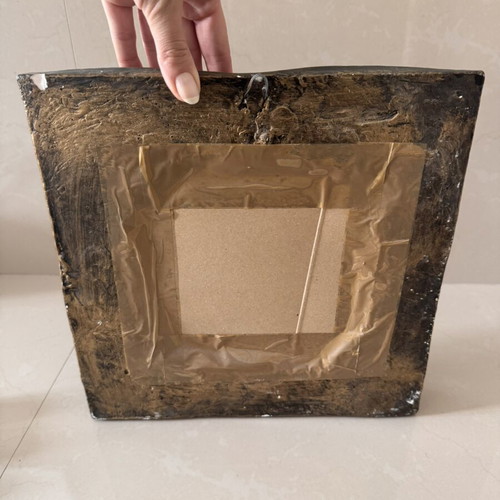 Mirror with angels like new, plaster, 30 x 30 cm