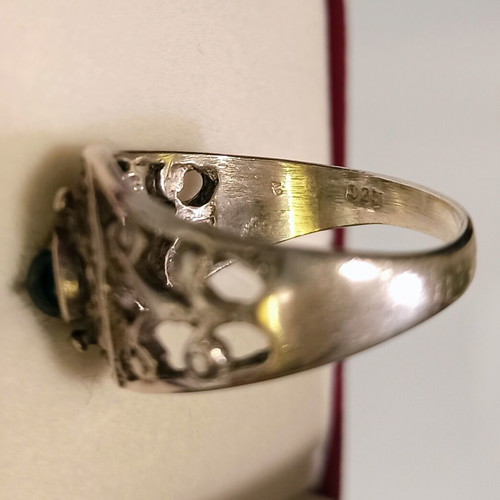 Silver ring No 58 Gianniotiko 925 with black stone vintage, like new