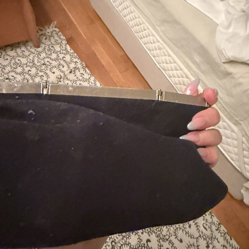 Salvatore Ferragamo black velvet clutch with silver metal frame