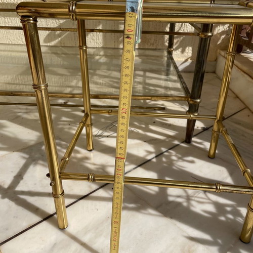 Side coffee table brass used, set of 3 pieces