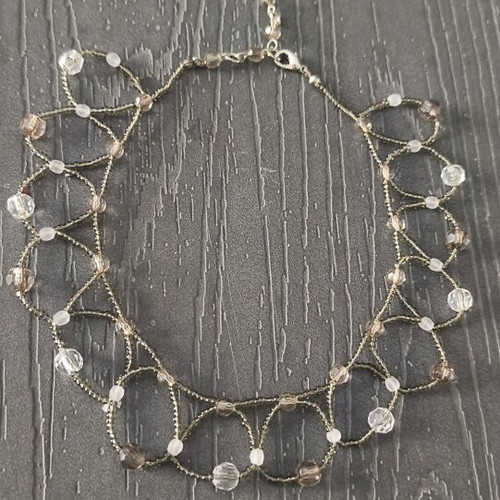 Choker necklace with beads and metal clasp, like new