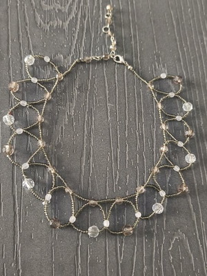 Choker necklace with beads and metal clasp, like new
