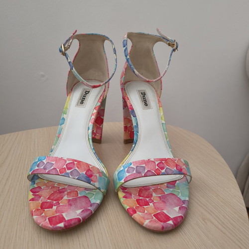 Dune London sandals with colorful Marshmallow print size 41 like new