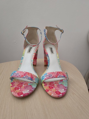 Dune London sandals with colorful Marshmallow print size 41 like new