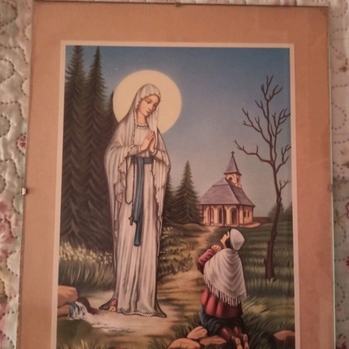 Our Lady of the Poor paper print new, Banneux depiction 1950-70
