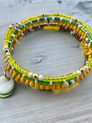 Multilayer bracelet new yellow green with beads