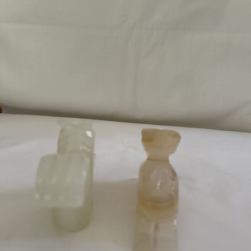 Onyx carved animal figurines, vintage British Fossils