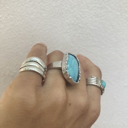 Silver handmade ring with natural mint aqua chalcedony (925)