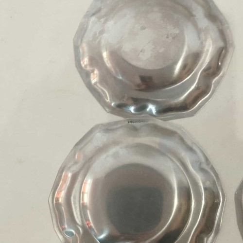 Set of 6 used inox serving plates 11cm vintage
