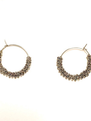 Handmade dark-colored hoop earrings new made of beads