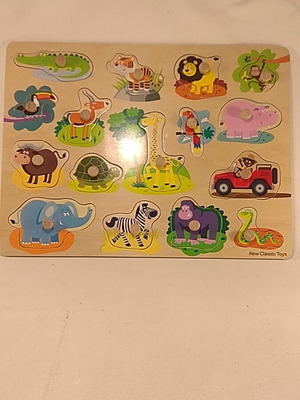 Εκπαιδευτικό παζλ New Classic Toys 16 τεμαχίων μεταχειρισμένο, ξύλινο Safari
