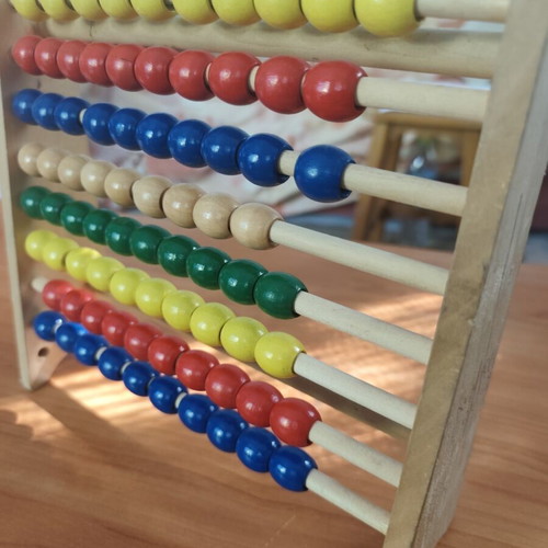 Wooden abacus with 10 colorful rows, educational toy