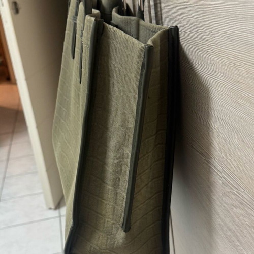 Zara viral Mock Croc canvas shoulder tote bag, khaki olive green
