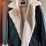 Sinsay Black Faux Leather Jacket with Fur Lining like new
