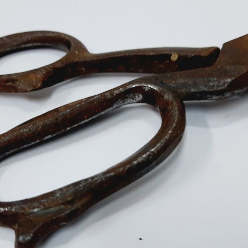 Large Hand-Forged Iron Scissors 27 cm, used, rustic industrial style