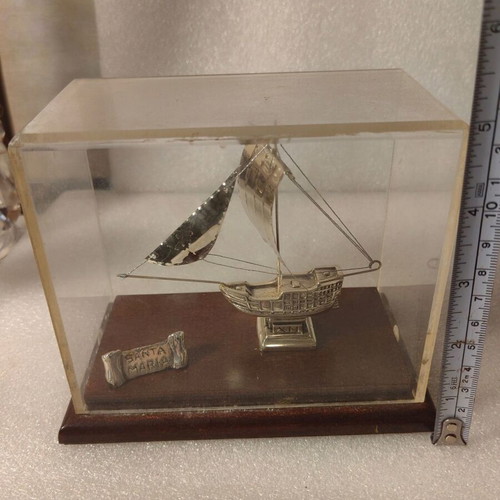Silver Ship in Display Case used, 950 silver