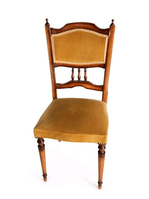 Classic wooden dining chair used with velvet upholstery vintage style