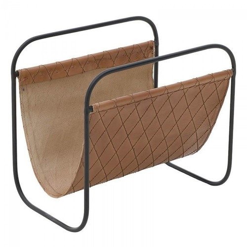 Magazine holder new, leatherette with metal base brown/black