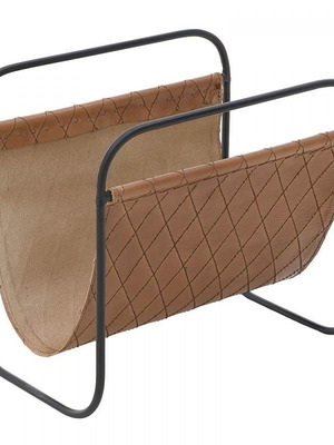 Magazine holder new, leatherette with metal base brown/black