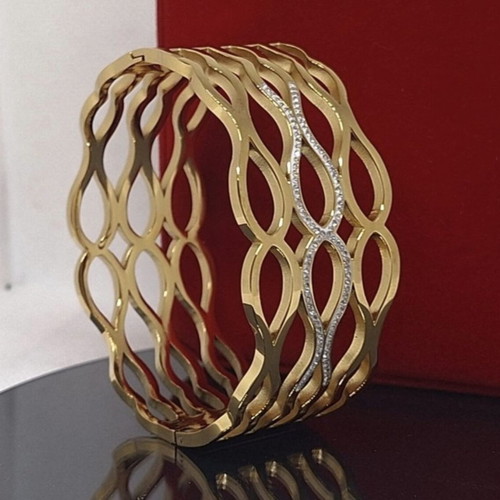 Sterling Silver 925 Gold Plated Statement Cuff Bracelet 49.3g