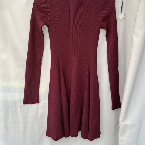 & Other Stories Dress used, size XS, maroon ribbed fit-and-flare