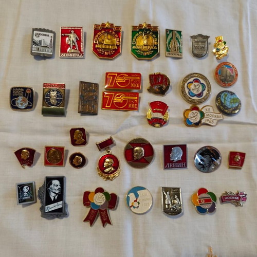 Soviet Era Pins Collection like new, 34 pieces