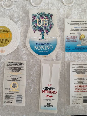 Ετικέτες Nonino Ιταλίας, πακέτο 6, καινούργιες