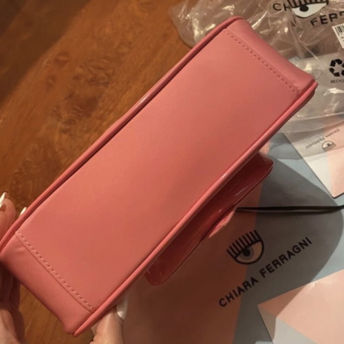 Chiara Ferragni Vicky nylon and PU leather shoulder bag pink new
