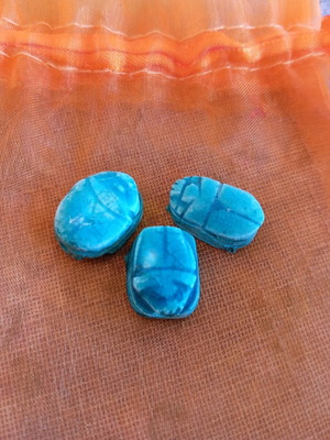 Carved Scarab Beads pack of 3 like new