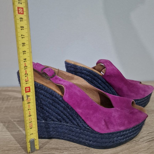 Gaimo purple leather and suede wedge espadrilles sandals size 38 like new