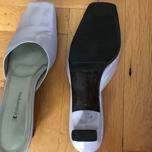 Kalogirou purple leather mules refurbished, size 38.5
