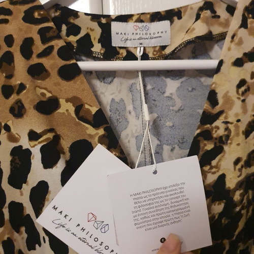 Dress with leopard print and wrap neckline new by Maki Philosophy