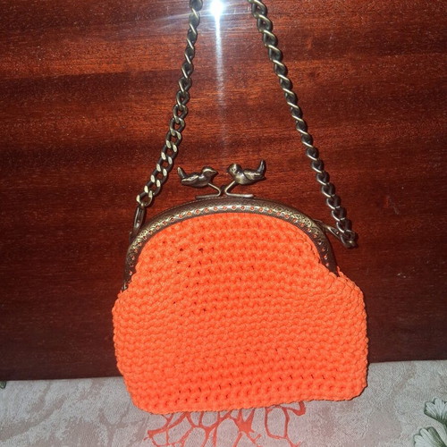 Knitted handbag new, orange color