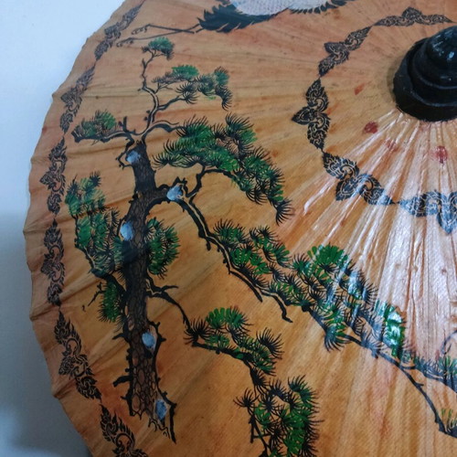 Chinese handmade umbrella used, made of rice paper and bamboo