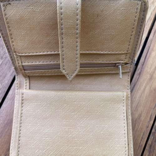 Wallet used, beige with multiple card slots