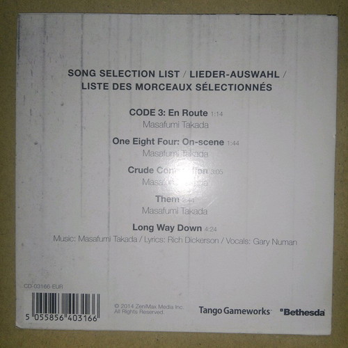 The Evil Within CD used, game soundtrack
