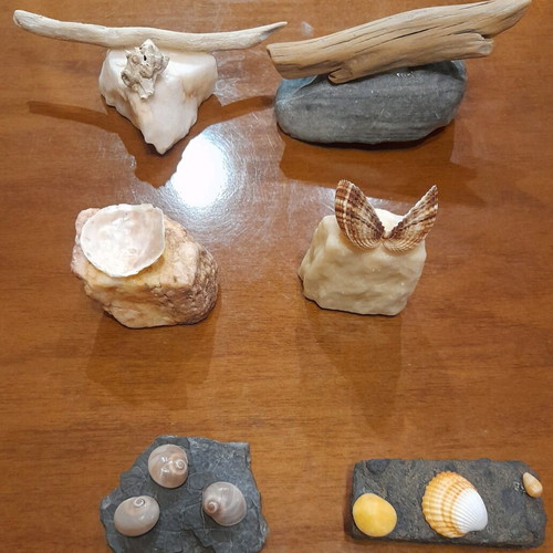 Stone and shell construction new, ring or earring holder