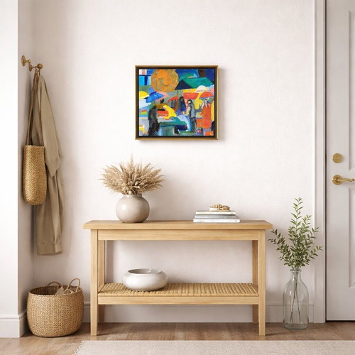 Acrylic painting like new, theme Laiki Agora 50x40 cm